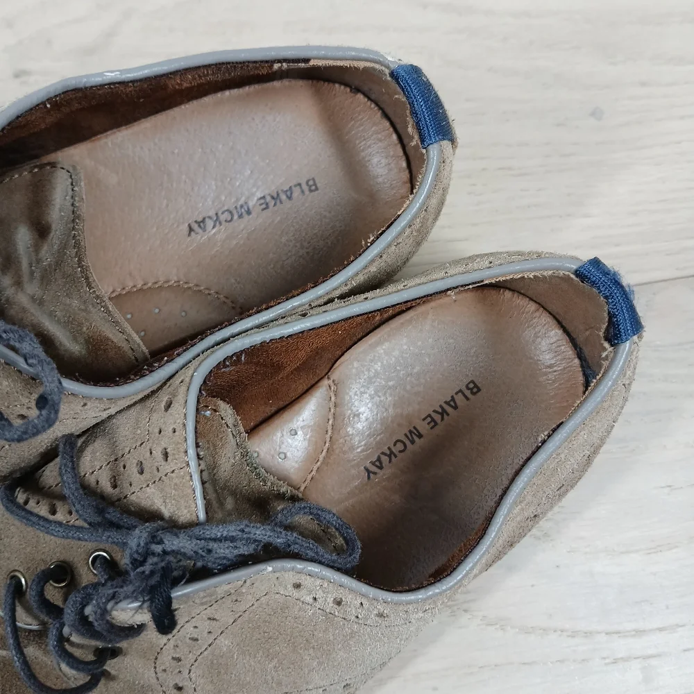 Blake‎ McKay Carson Tan Suede Leather Wingtip Oxford Brogue Shoes 404